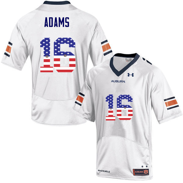 Men's Auburn Tigers #16 Devin Adams USA Flag Fashion White College Stitched Football Jersey